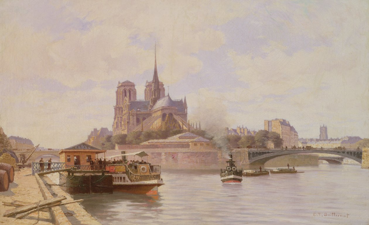 Szajna a Notre Dame-ban alkotó: C.T. Guillermot
