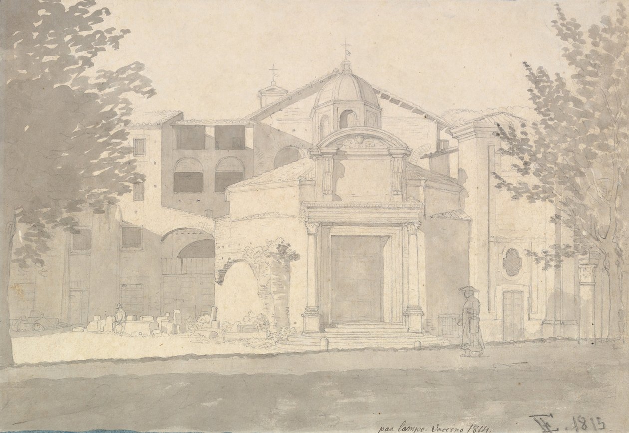 A Via Sacra szakasza, Róma Szent Kozma és Damian temploma, 1814-15. alkotó: Christoffer Wilhelm Eckersberg