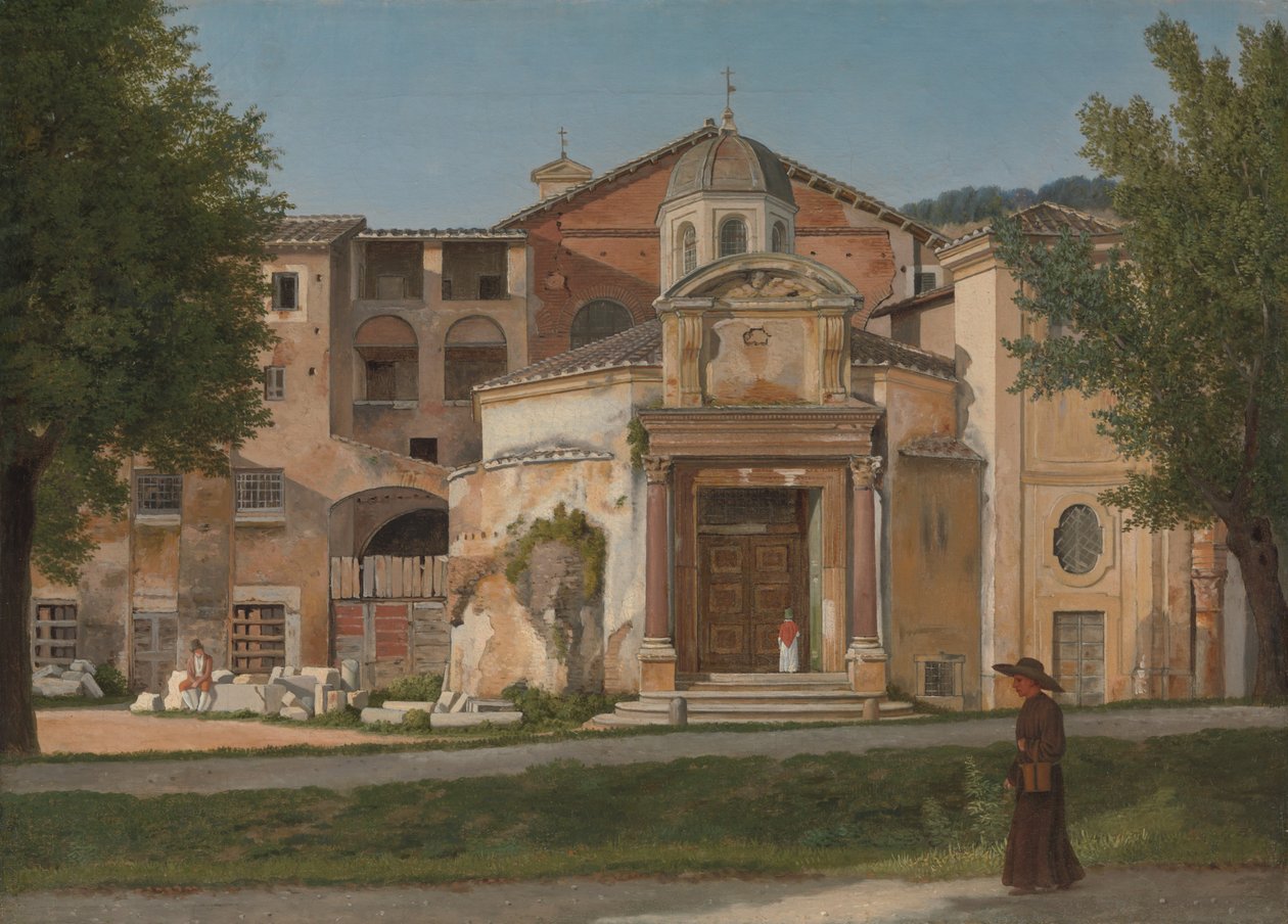A Via Sacra egy szakasza, Róma Szent Kozma és Damian temploma, kb. 1814-15. alkotó: Christoffer Wilhelm Eckersberg
