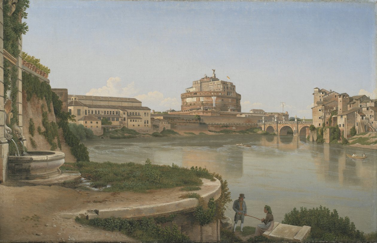 Kilátás a Tiberisre a Trasteverétől a Castel S. Angelo felé alkotó: Christoffer Wilhelm Eckersberg