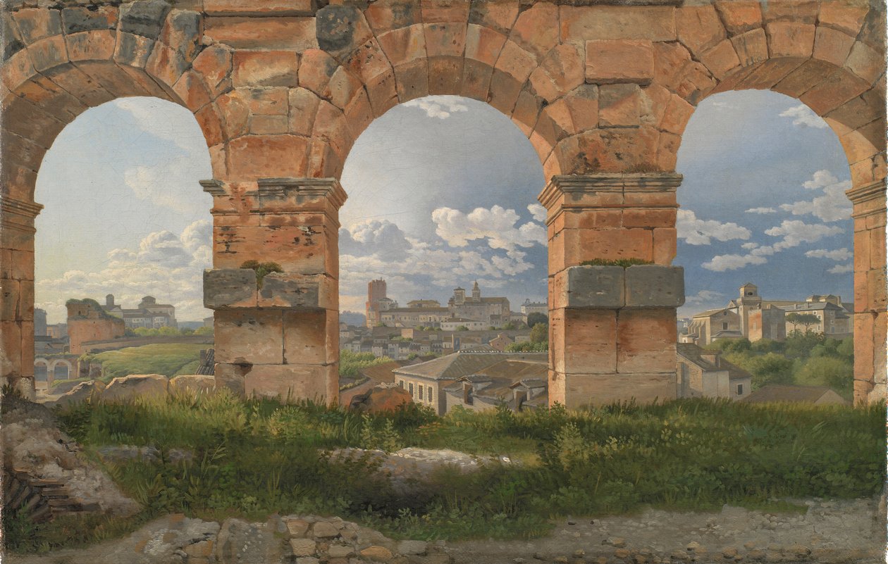 Kilátás a Colosseum harmadik emeletének három ívén keresztül alkotó: Christoffer Wilhelm Eckersberg
