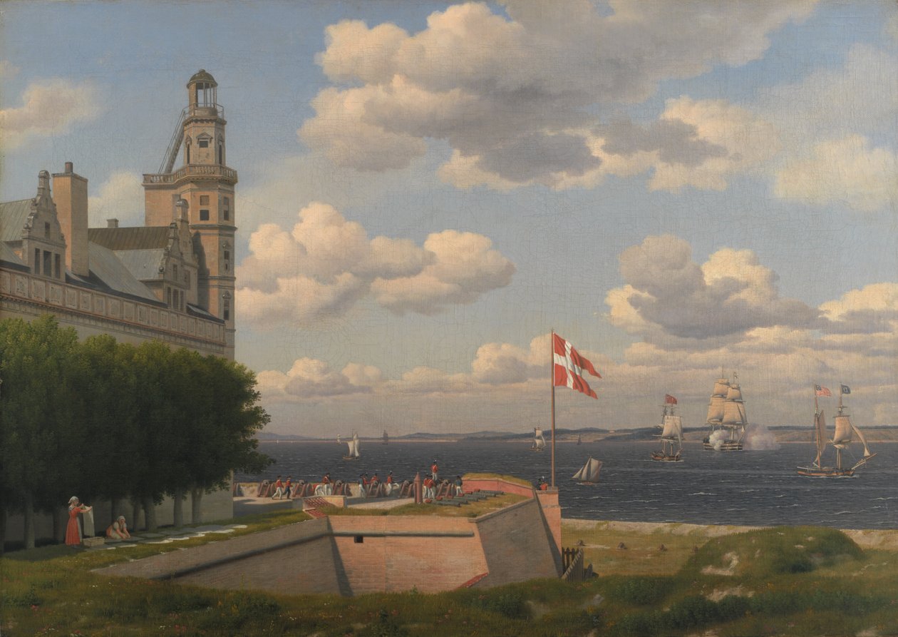 Kilátás a Svéd-partra a Kronborg-kastély sáncáról alkotó: Christoffer Wilhelm Eckersberg
