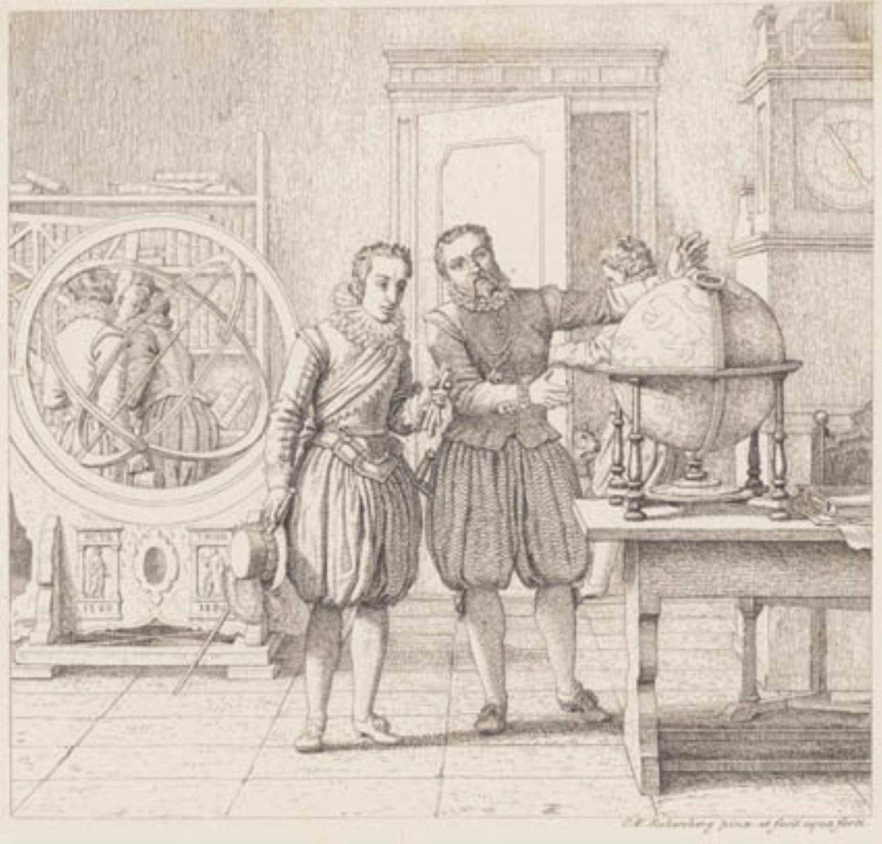 IV. Christian meglátogatja Tycho Brahét Uranienborgban alkotó: Christoffer Wilhelm Eckersberg