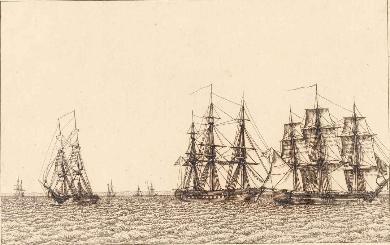 Brigi vitorlázás. Illusztráció: "Lineáris perspektíva", IXb. tábla alkotó: Christoffer Wilhelm Eckersberg