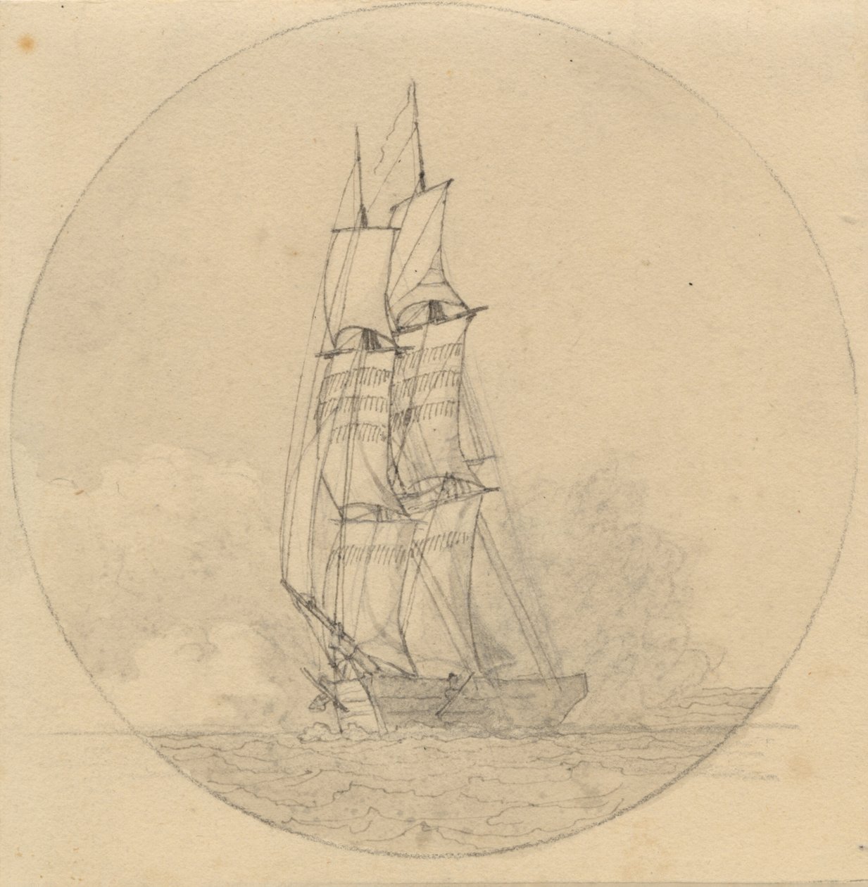 Vitorla alatti brig elölről nézve. alkotó: Christoffer Wilhelm Eckersberg