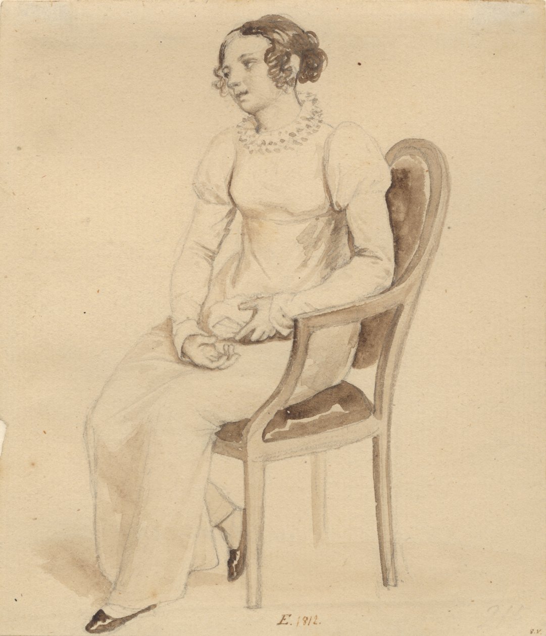 Egy hölgy ül egy karosszékben, szemben az ablakkal alkotó: Christoffer Wilhelm Eckersberg