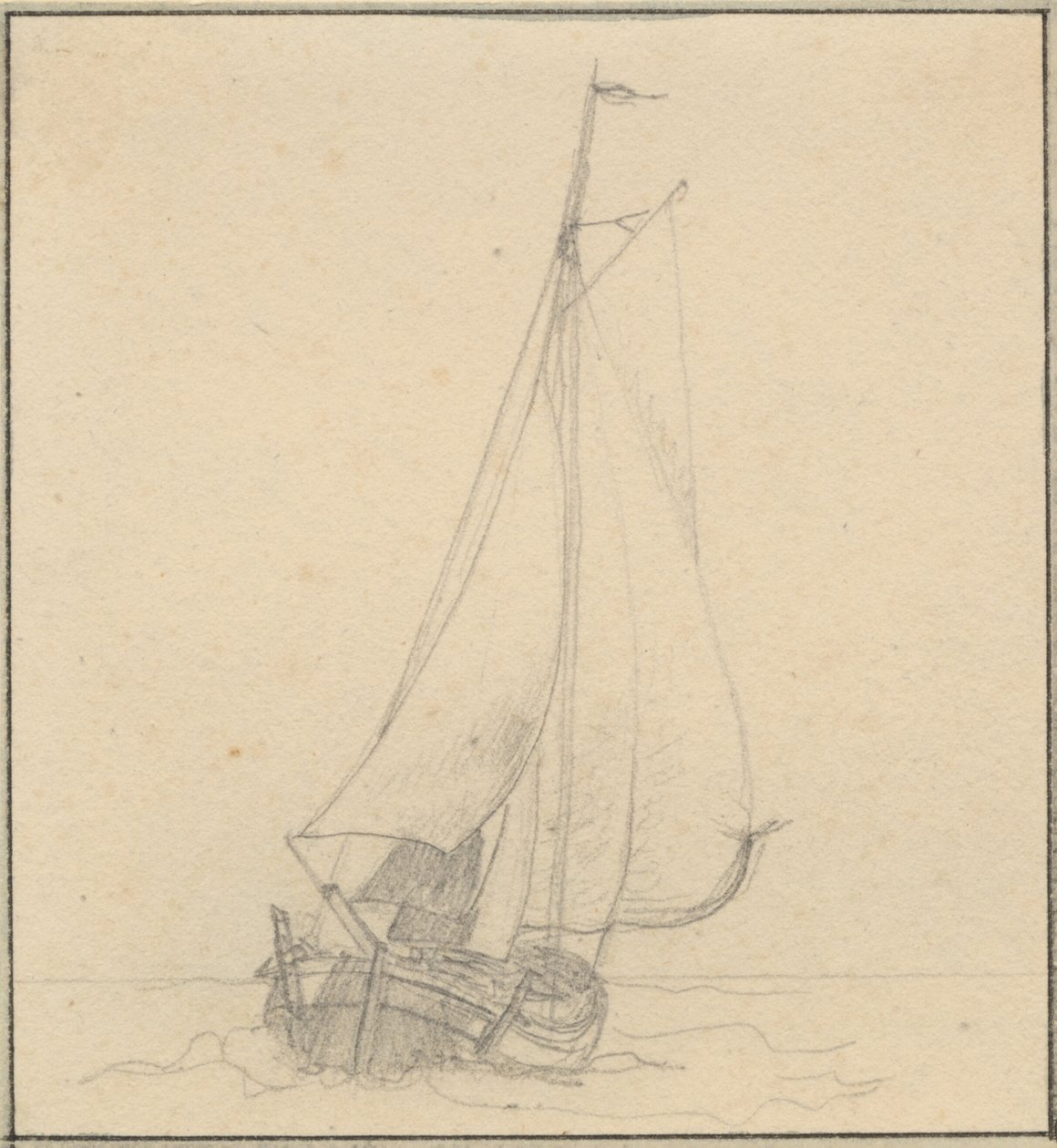 Egy jacht vitorla alatt elölről nézve. alkotó: Christoffer Wilhelm Eckersberg