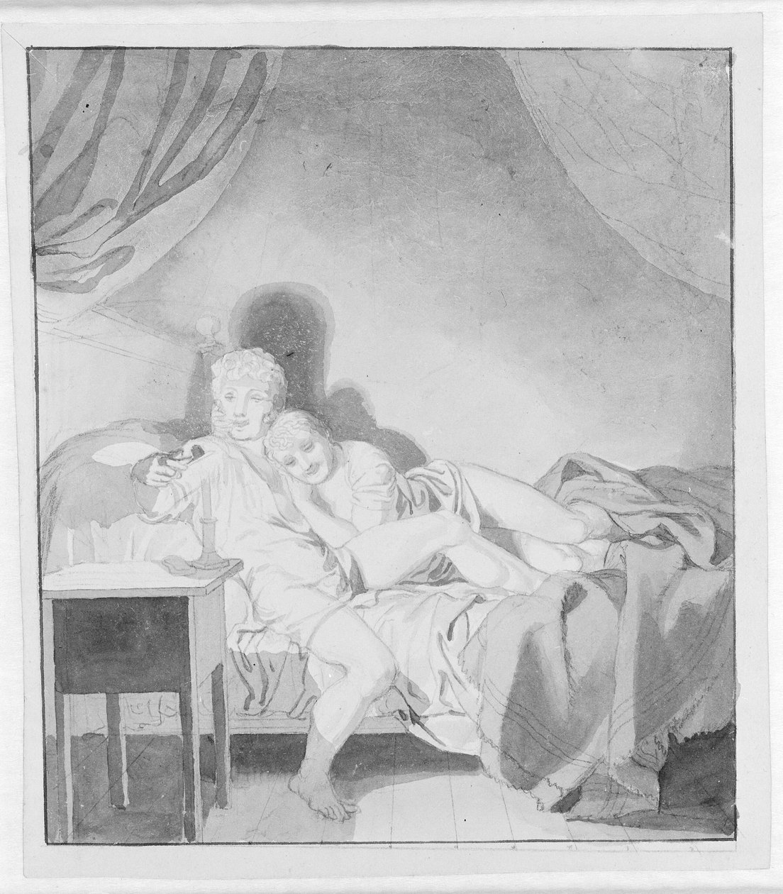 Egy bújós pár az ágyban alkotó: Christoffer Wilhelm Eckersberg
