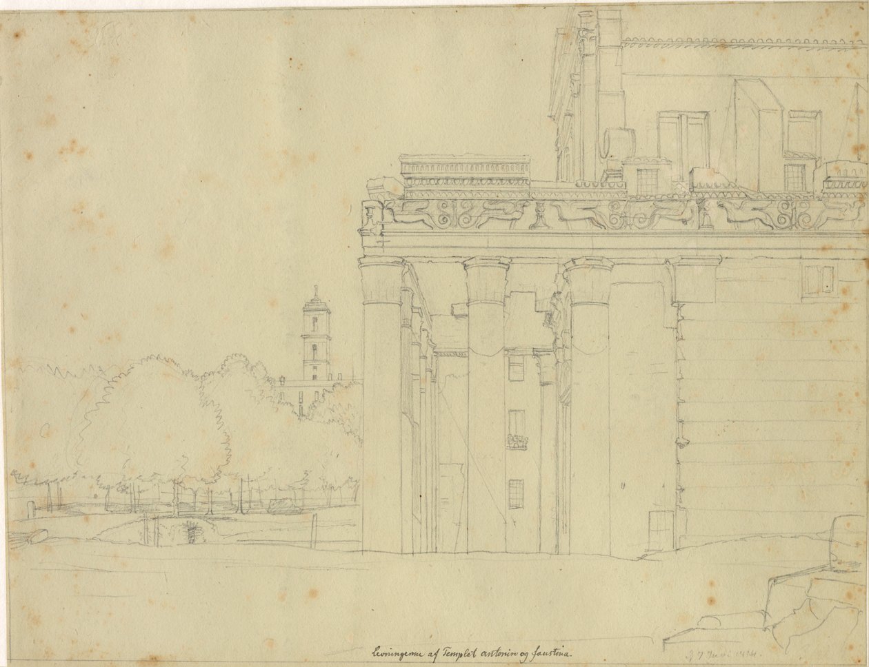 A Via Sacra egy része, a Forum Romanum Antonius és Faustina templomával, valamint kilátással a római Campidoglio felé alkotó: Christoffer Wilhelm Eckersberg