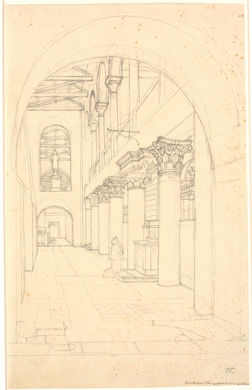 Et part i kirken S. Lorenzo fuori le Mura, Rom alkotó: Christoffer Wilhelm Eckersberg