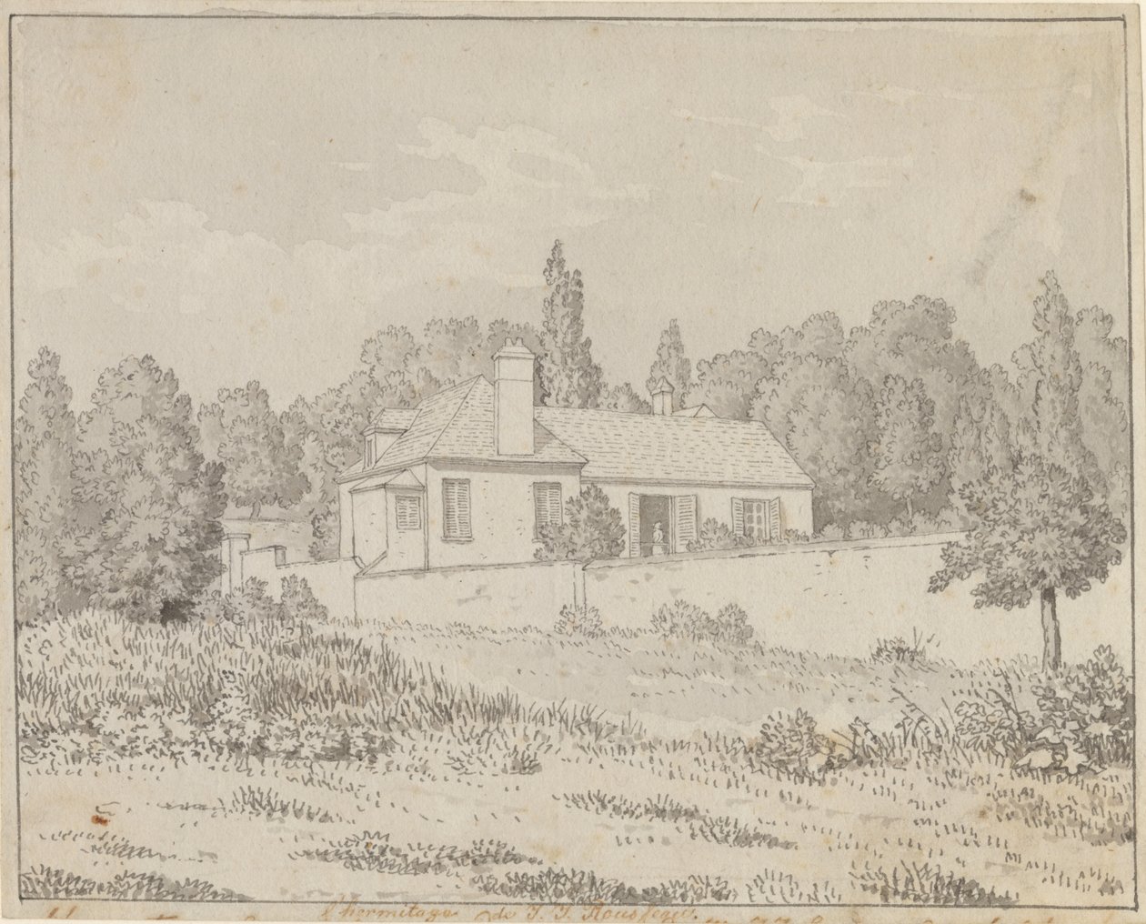 Jean Jacques Rousseau háza az ermenonville-i palota kertjében alkotó: Christoffer Wilhelm Eckersberg