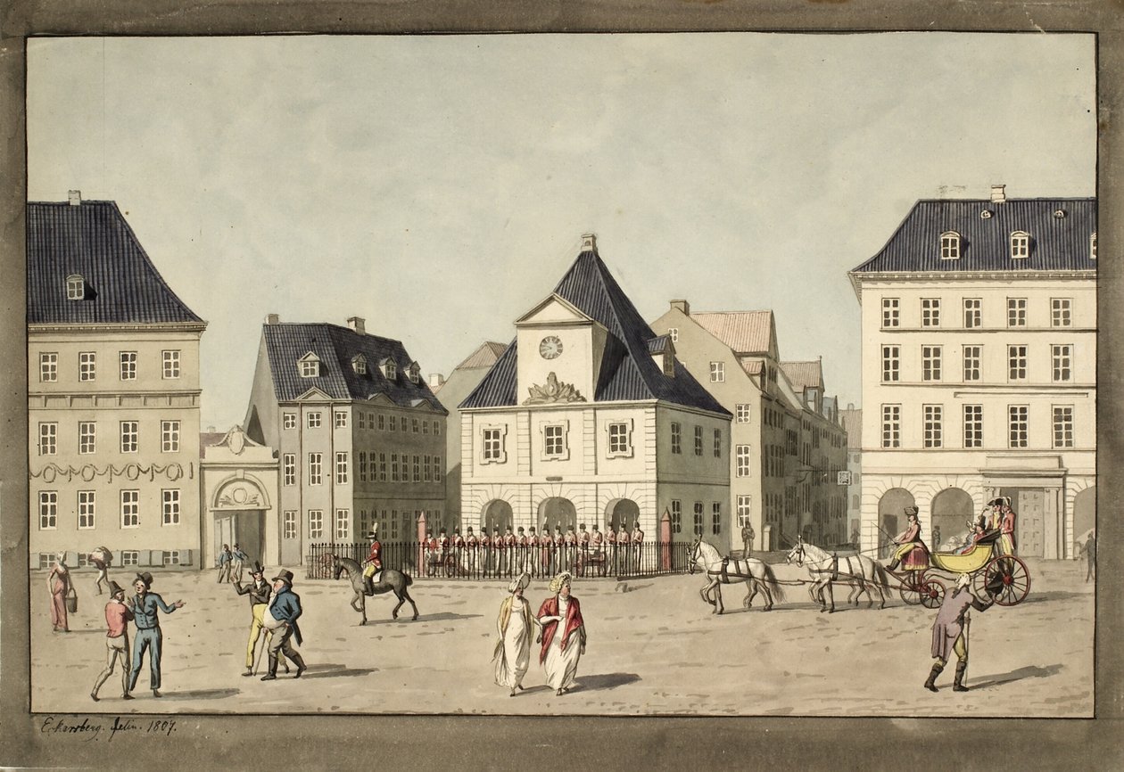 Kongens Nytorv a főőrrel alkotó: Christoffer Wilhelm Eckersberg