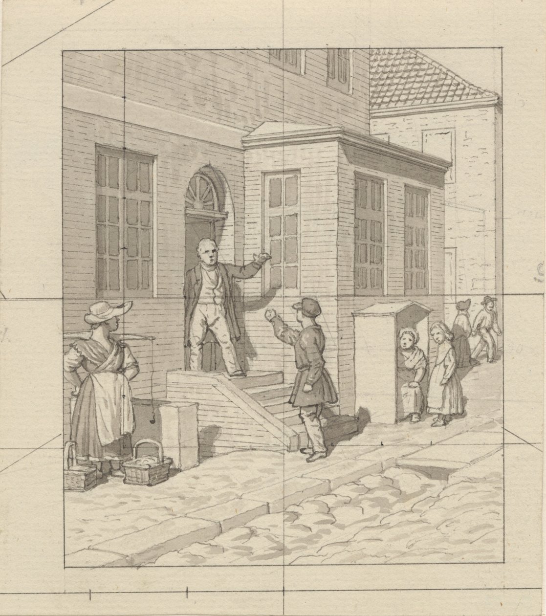Lineáris perspektíva, a festészet művészetében - VII. tábla, 2 - Érvelés az utcai lépcsőkön. alkotó: Christoffer Wilhelm Eckersberg