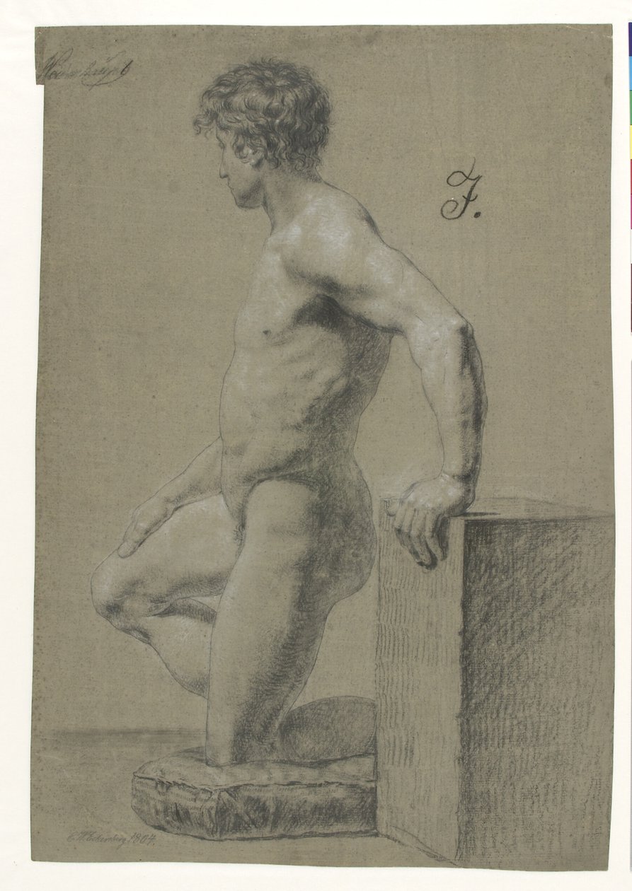 Férfi térdelő modellfigura, profil bal alkotó: Christoffer Wilhelm Eckersberg
