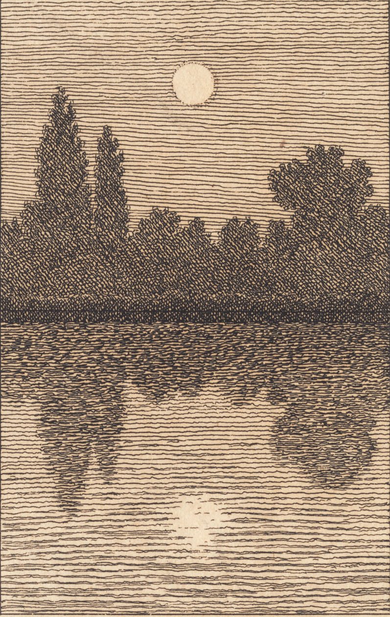 Holdfény egy tó felett. Illusztráció a "Lineáris perspektívához", IV. tábla alkotó: Christoffer Wilhelm Eckersberg