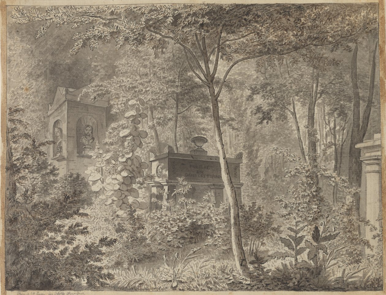 Moliere sírja a Jardin Elysée des Petits Augustins-ban, Párizs június 10. (1811) alkotó: Christoffer Wilhelm Eckersberg