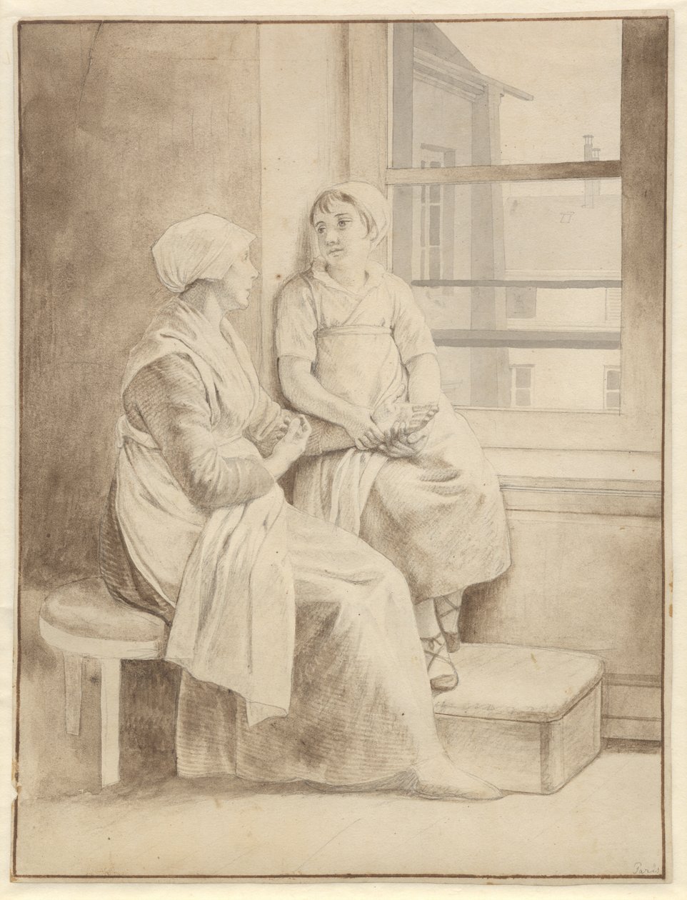 Anya és lánya. Eckersberg háziasszonya Párizsban alkotó: Christoffer Wilhelm Eckersberg
