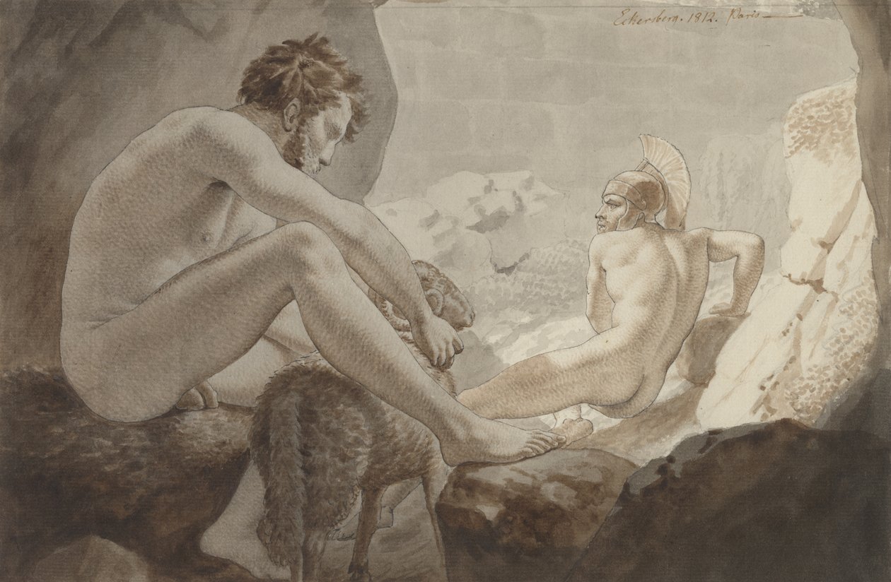 Odüsszeusz menekül Polyphemus elől alkotó: Christoffer Wilhelm Eckersberg