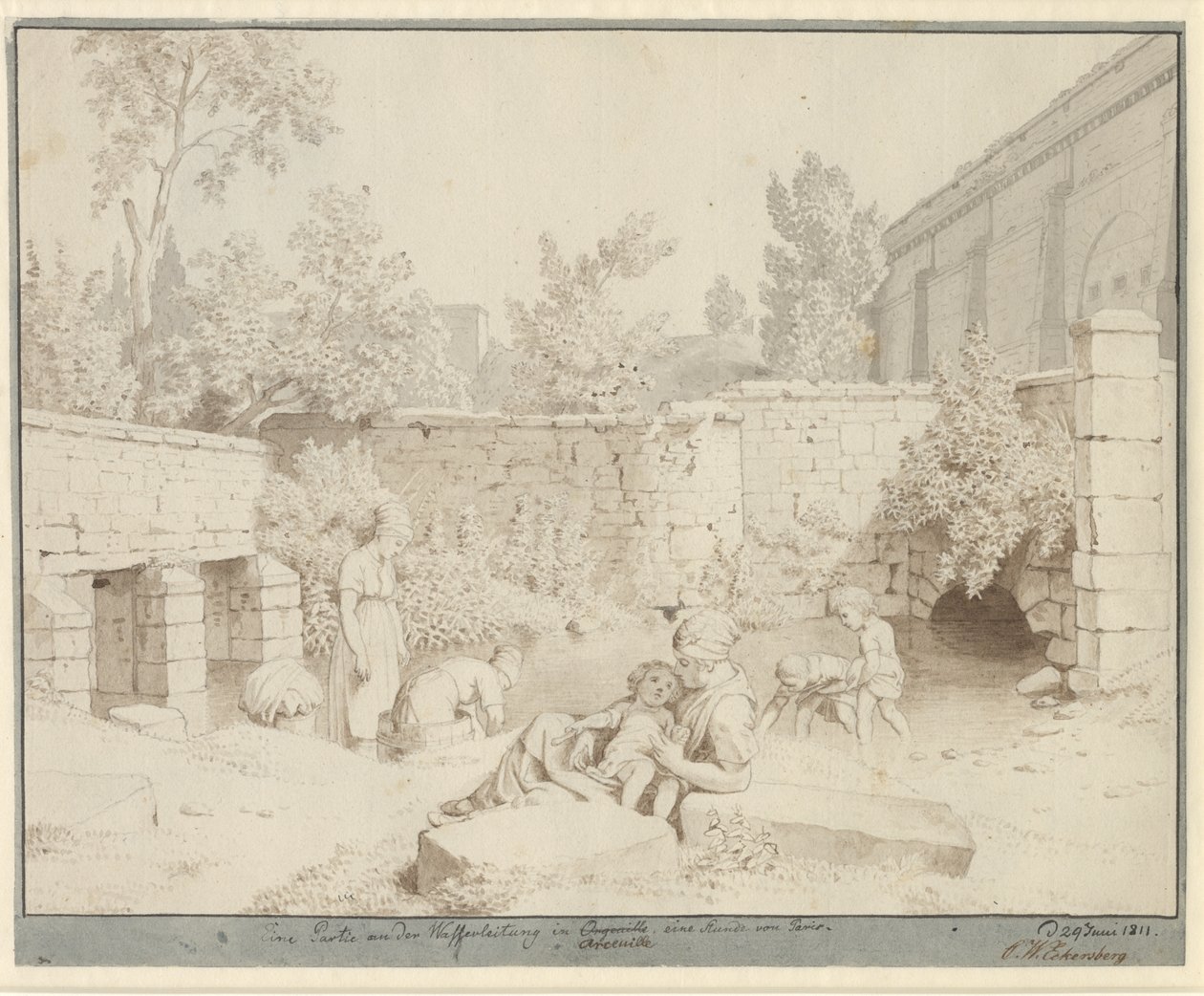 Tét a római vízvezetéknél, Arcueilben, Párizsban alkotó: Christoffer Wilhelm Eckersberg
