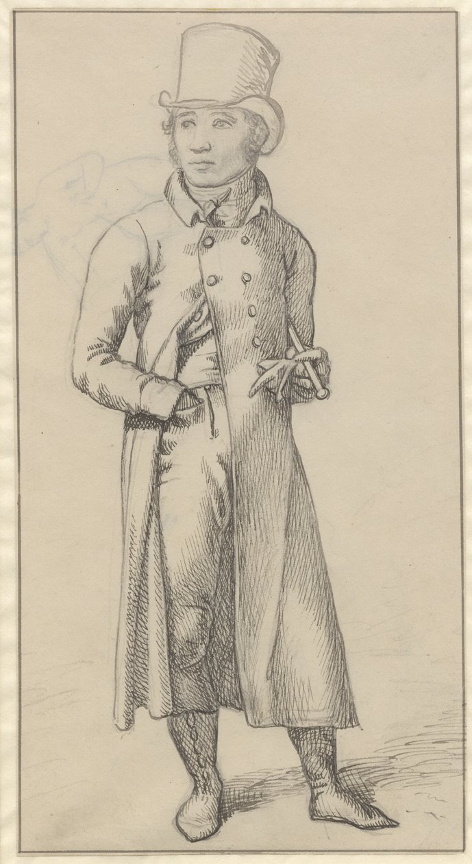 Egy álló férfi portréja, bal karja alatt bottal alkotó: Christoffer Wilhelm Eckersberg