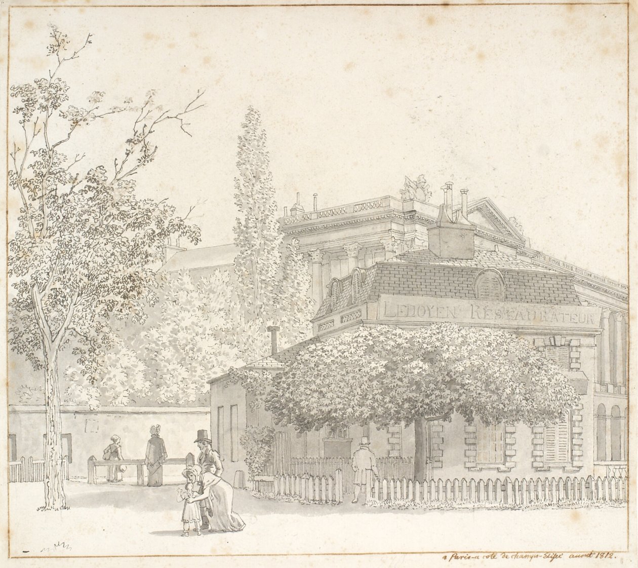 A Ledoyen étterem a párizsi Champs-Élysées melletti Place de la Concorde eladja alkotó: Christoffer Wilhelm Eckersberg