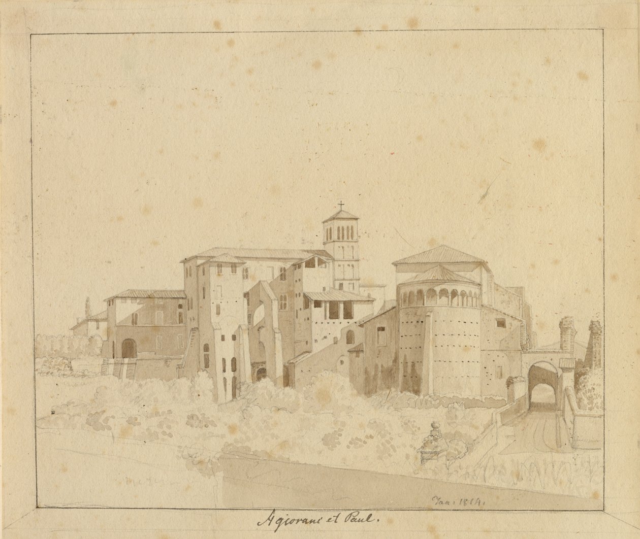 SS. Giovanni e Paolo a Piazza S. Gregorio között, Róm alkotó: Christoffer Wilhelm Eckersberg