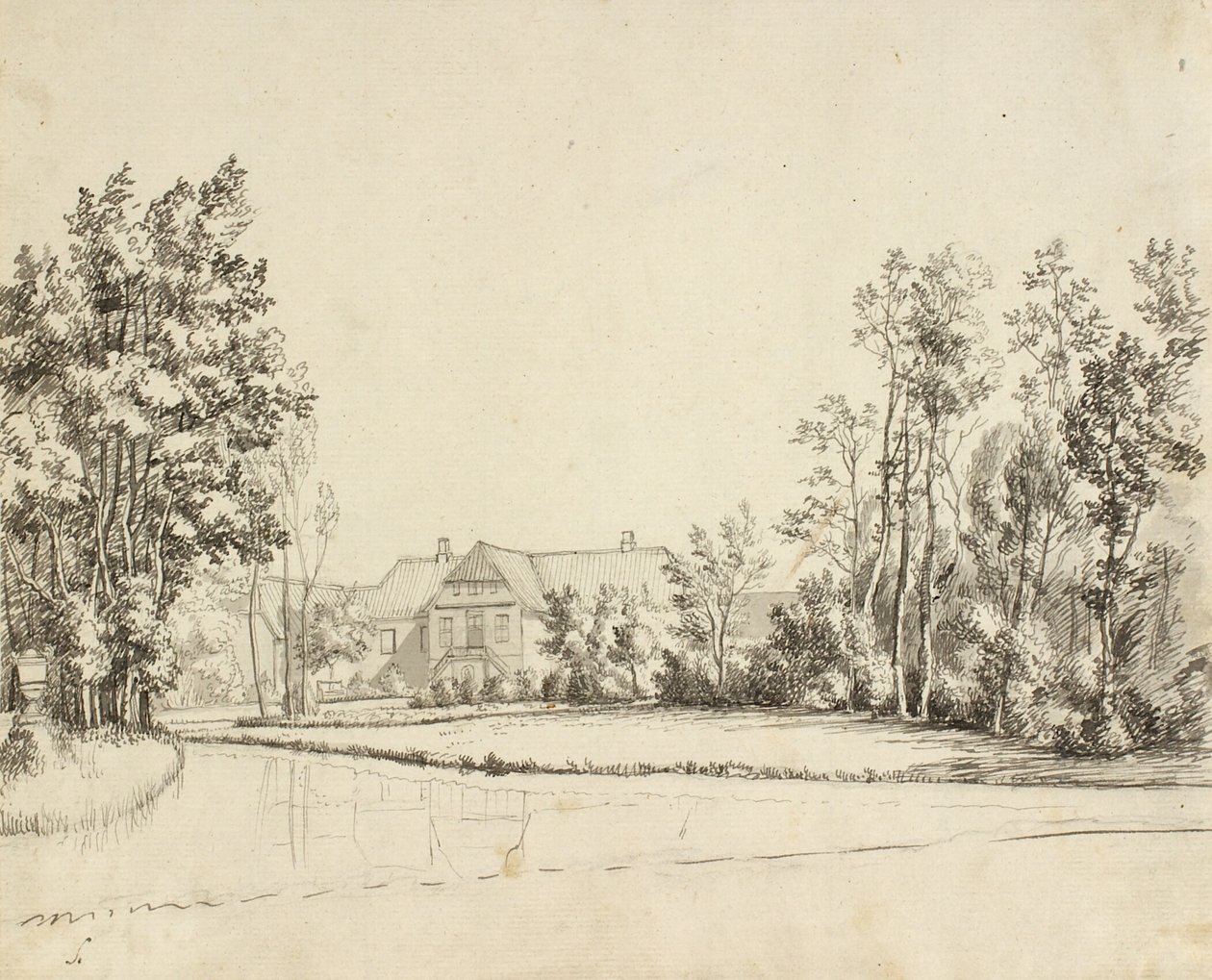 Sanderumgaard a kertből nézve alkotó: Christoffer Wilhelm Eckersberg