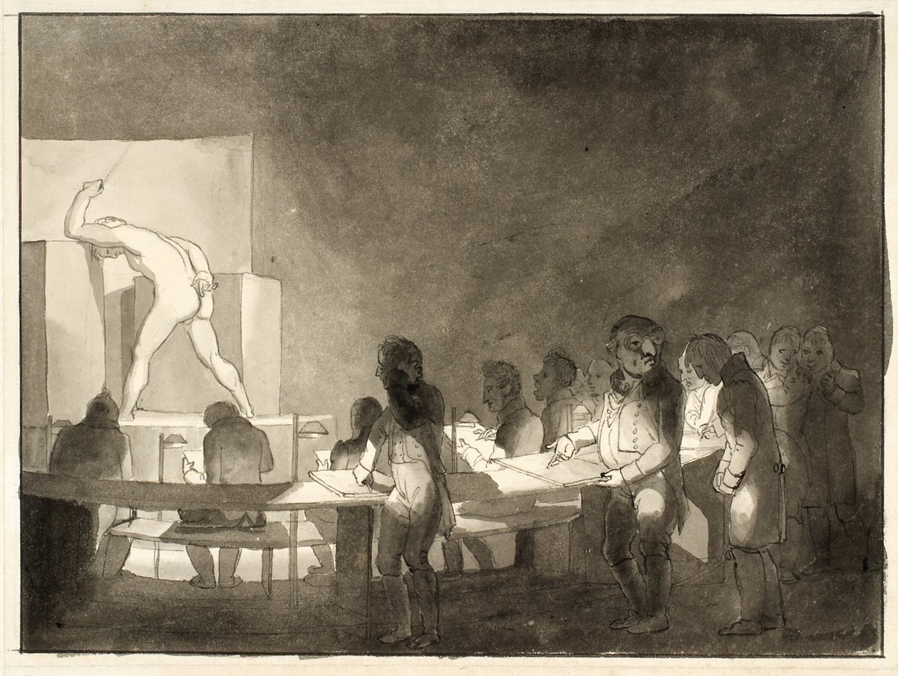 Szatíra a Királyi Képzőművészeti Akadémia élettanfolyamáról alkotó: Christoffer Wilhelm Eckersberg