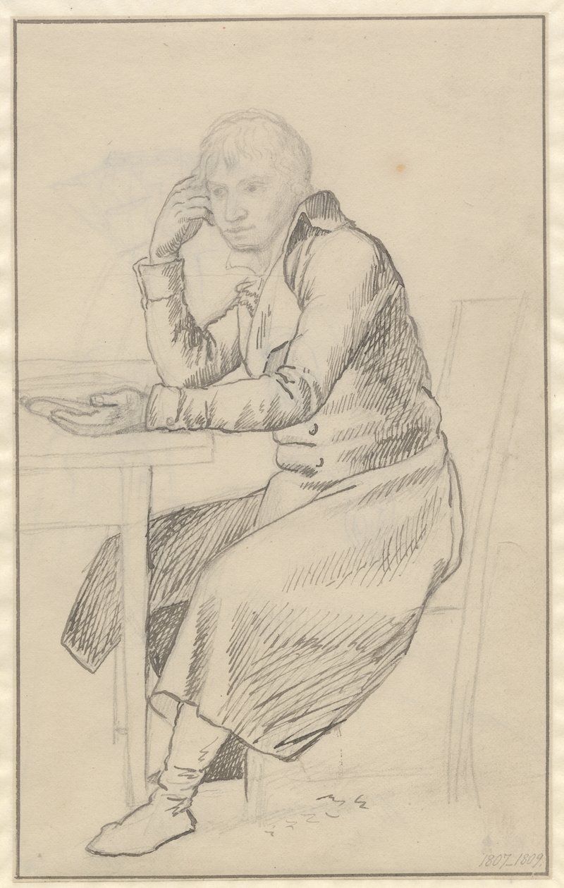 Ülő ember egy asztalnál alkotó: Christoffer Wilhelm Eckersberg