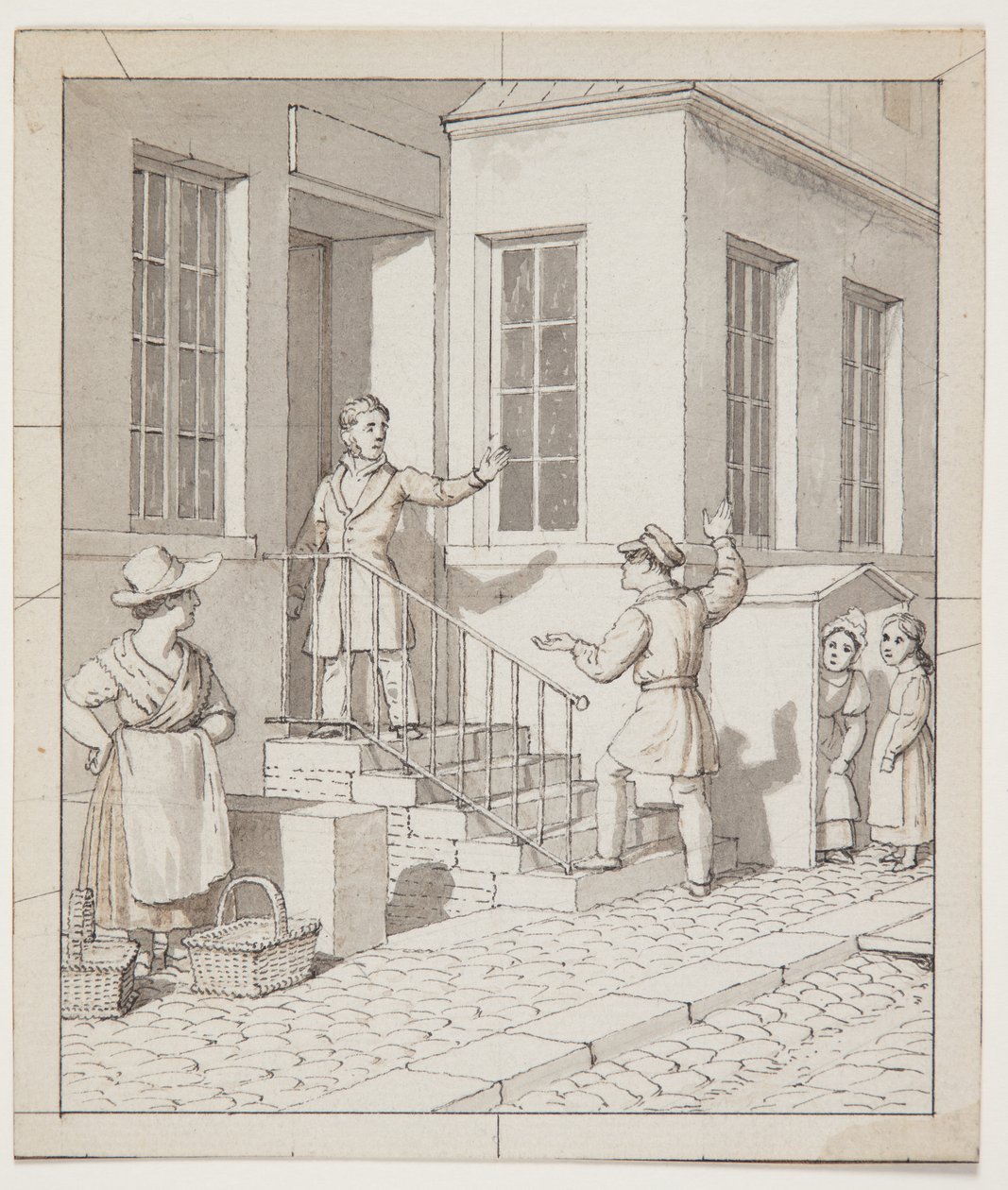 Vita az utca lépcsőjén. Előtanulmány a „Lineáris perspektíva a festészet művészetében” címmel, VII. tábla, 2 alkotó: Christoffer Wilhelm Eckersberg