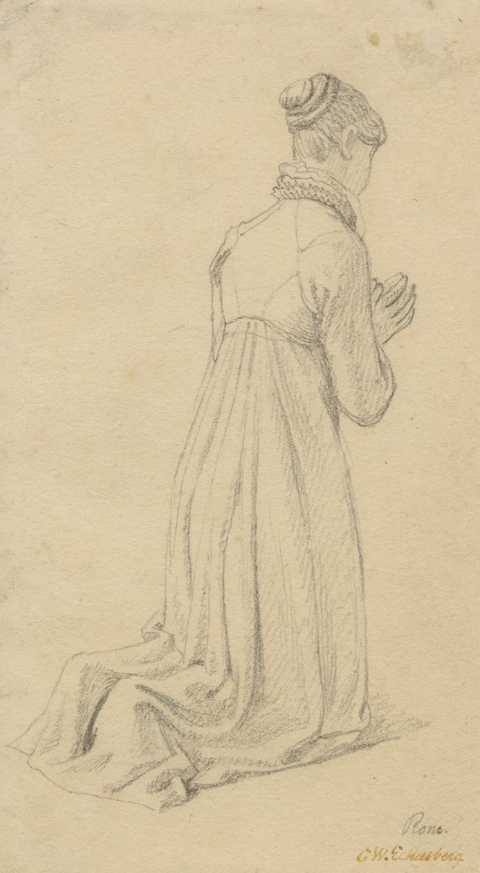 Tanulmány egy térdelő nőről. alkotó: Christoffer Wilhelm Eckersberg