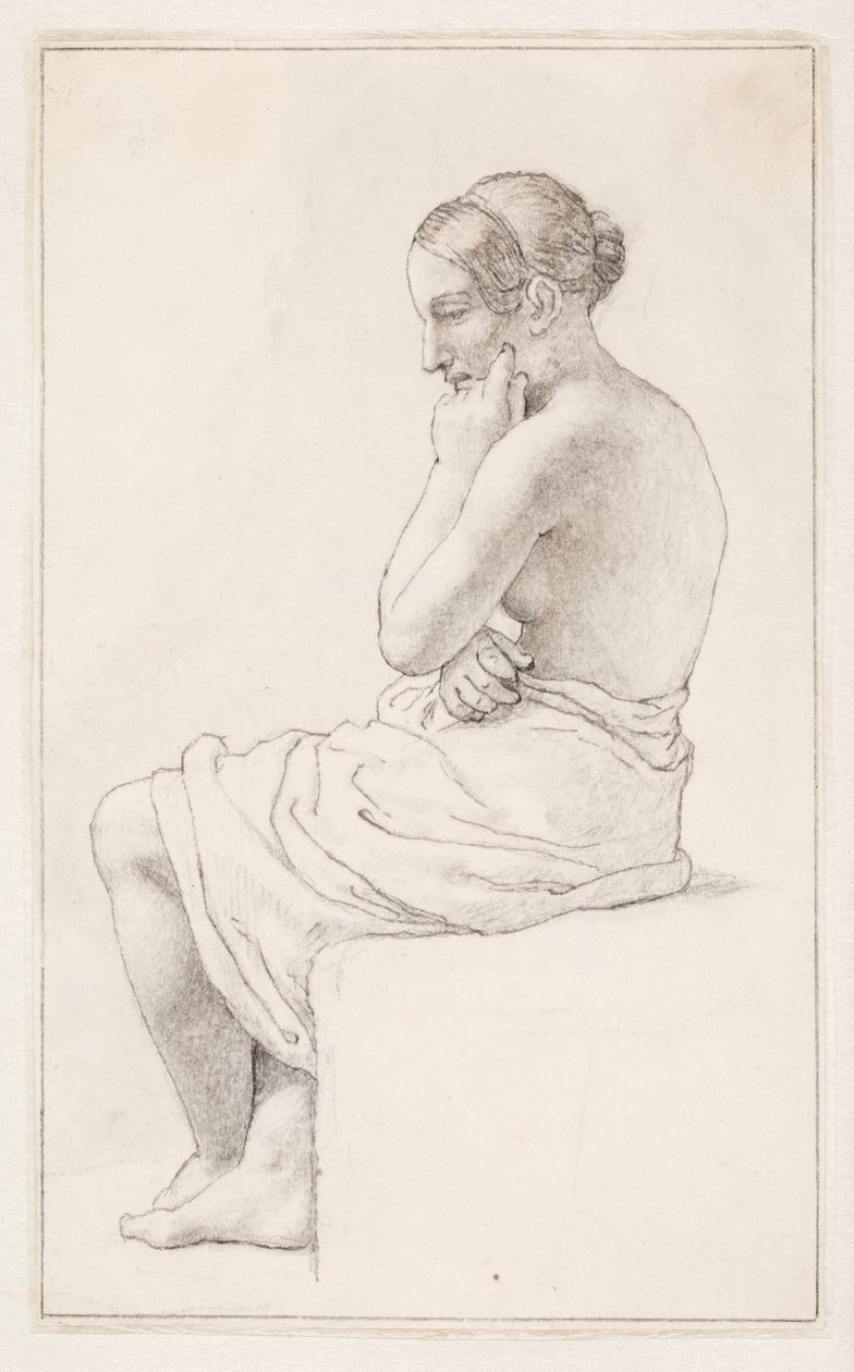 Tanulmány egy ülő félmeztelen nőről alkotó: Christoffer Wilhelm Eckersberg