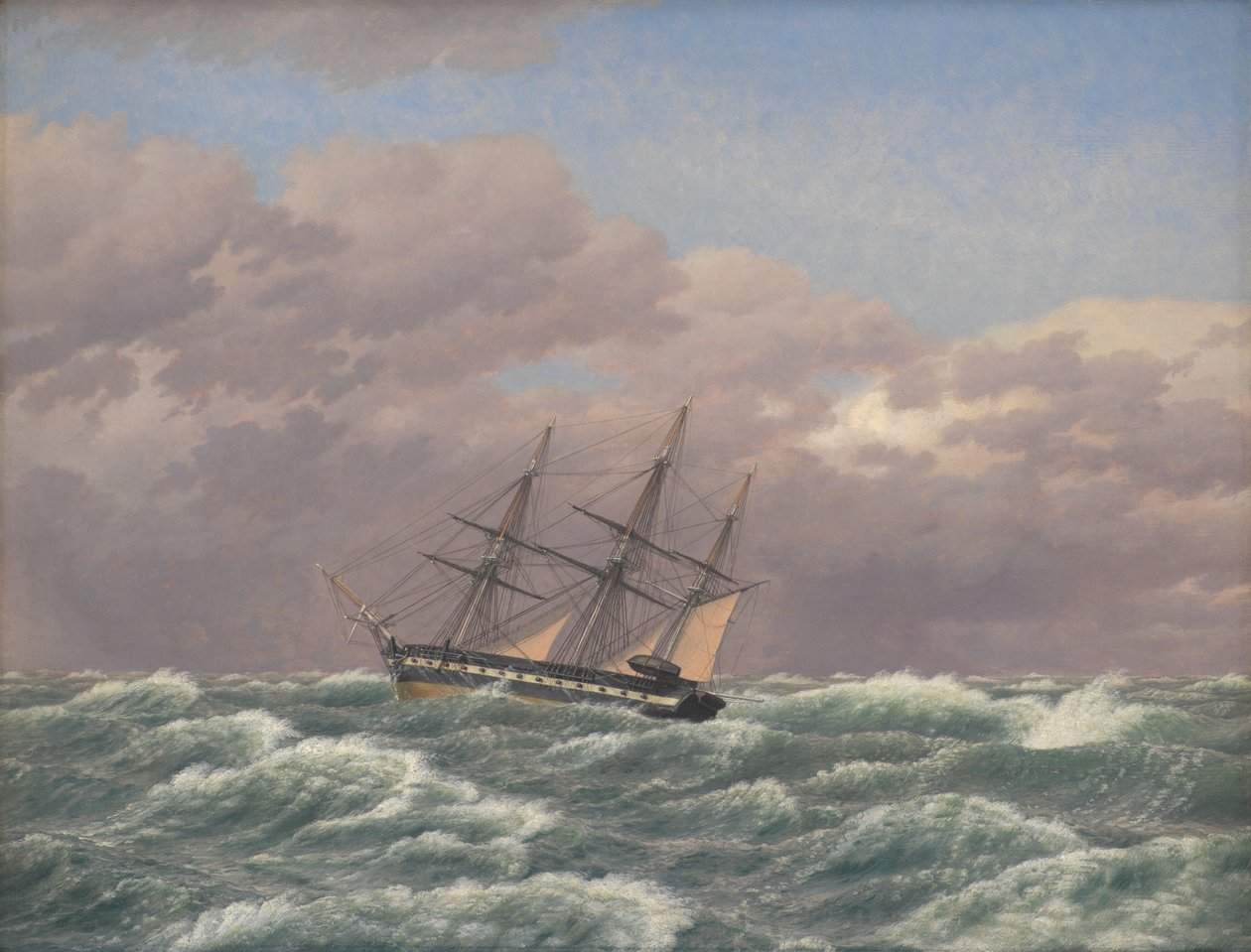 A "Galathea" Corvette viharban az Északi-tengeren alkotó: Christoffer Wilhelm Eckersberg
