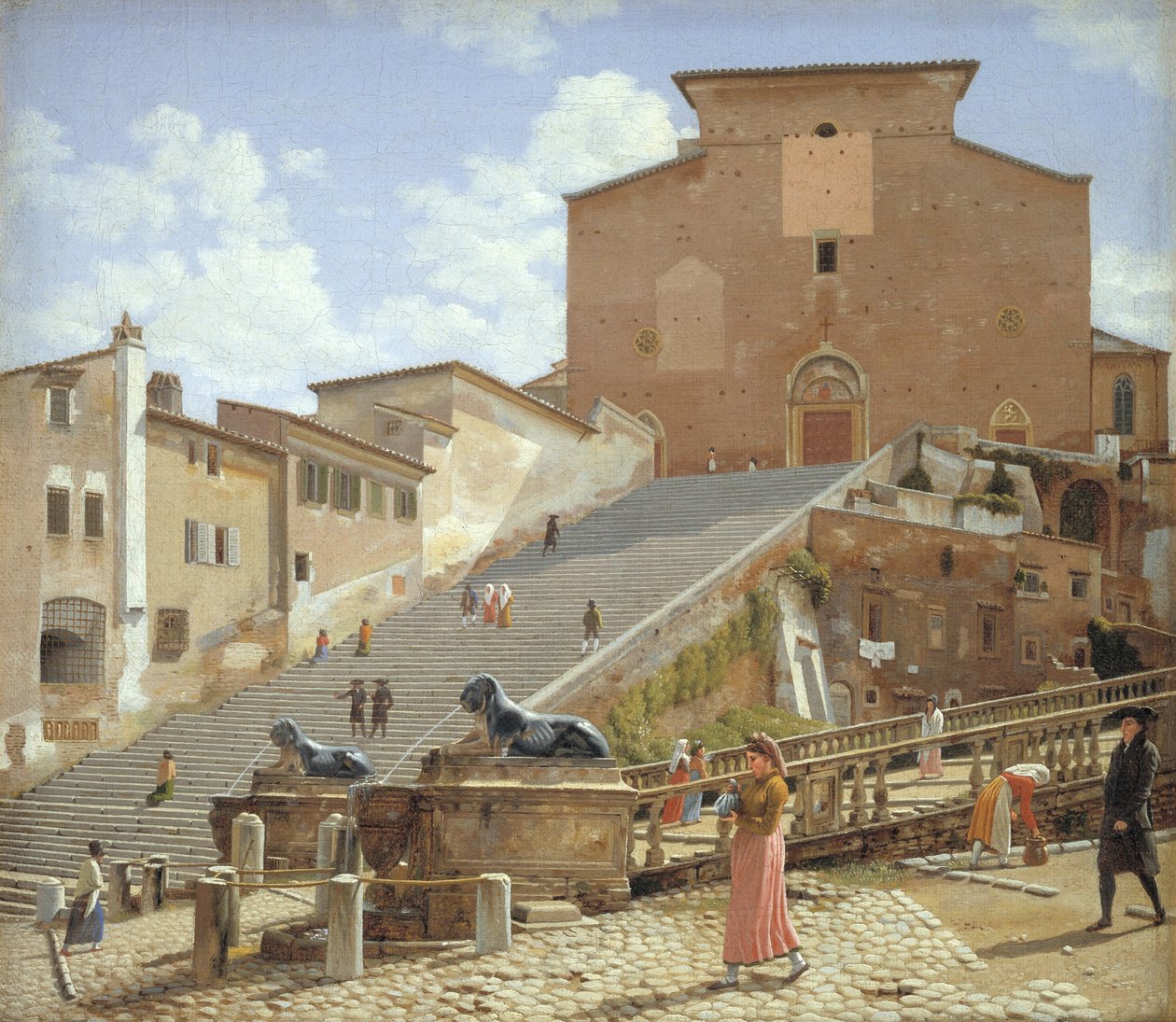 A római Aracoeli Santa Maria-templomhoz vezető márványlépcsők alkotó: Christoffer Wilhelm Eckersberg