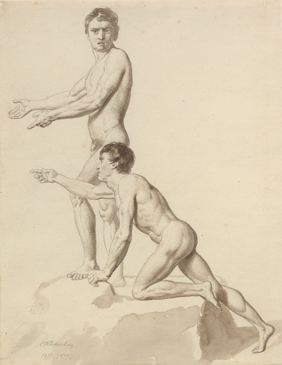 Két izraelita egy sziklatömbön alkotó: Christoffer Wilhelm Eckersberg
