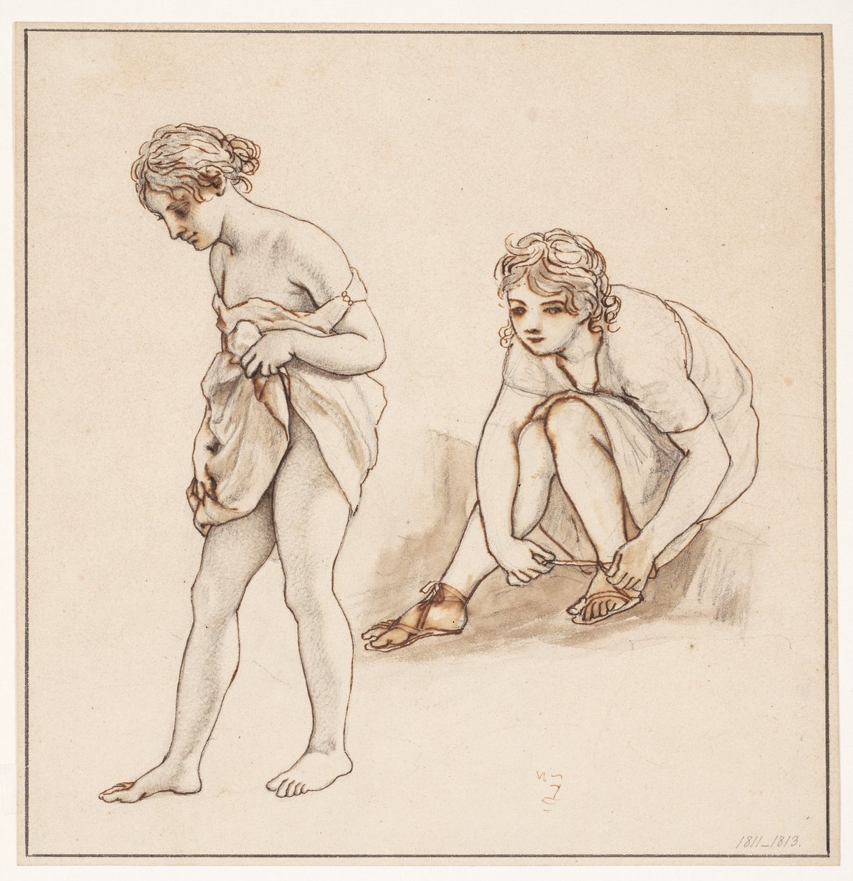 Két tanulmány egy félmeztelen nőről alkotó: Christoffer Wilhelm Eckersberg