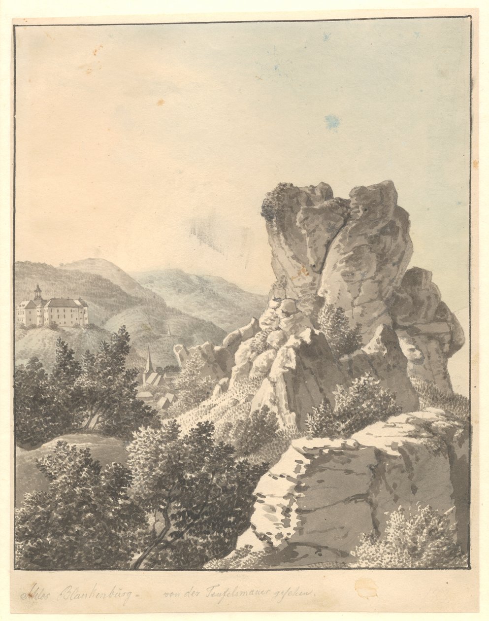 Kilátás Harzen felől, Teufelsmauer felől, a háttérben a Blankenburg kastély alkotó: Christoffer Wilhelm Eckersberg