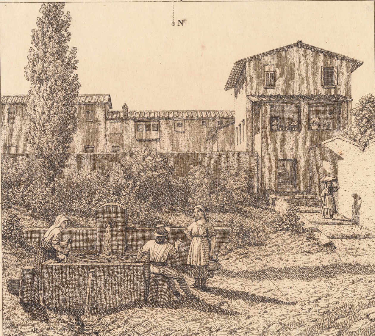 Kilátás egy olasz falura alkotó: Christoffer Wilhelm Eckersberg