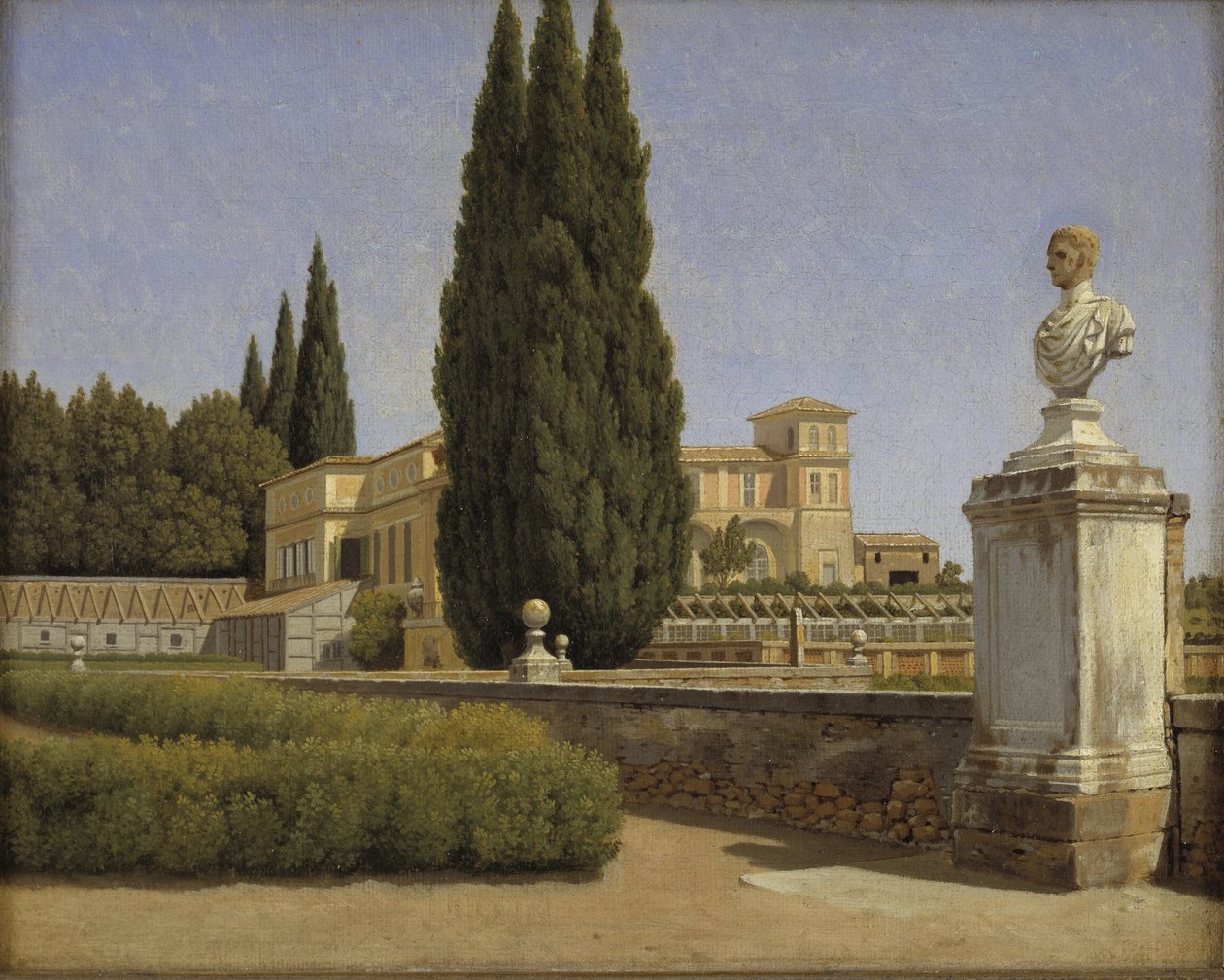 Kilátás a Villa Albani kertjére. Róma alkotó: Christoffer Wilhelm Eckersberg