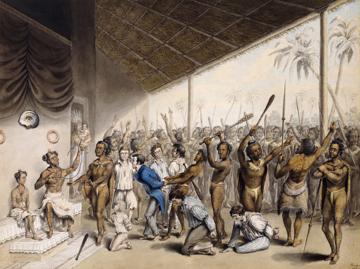 Egy bennszülött főnök, aki elrendeli az európaiak halálát, 1817 alkotó: C. Bray