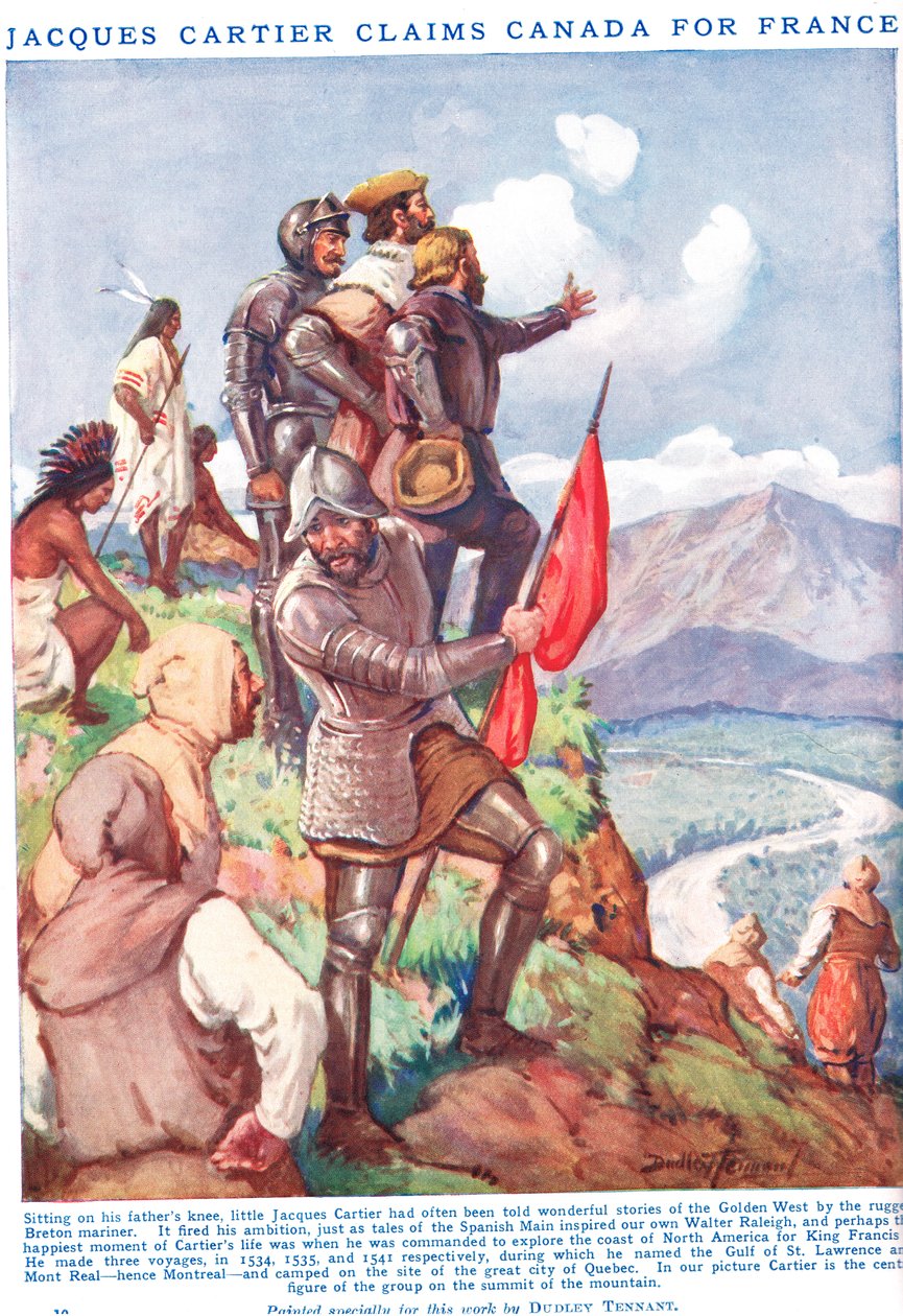 Jacques Cartier Kanadát követeli Franciaországnak, illusztráció a "Newne