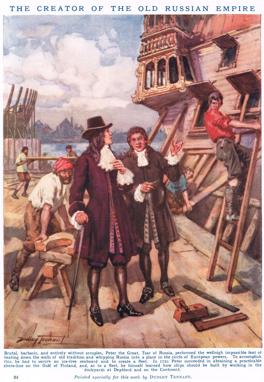 Nagy Péter: A régi orosz birodalom teremtője, illusztráció a "Newnes" Képes Tudáskönyvből (színes litho) alkotó: C. Dudley Tennant