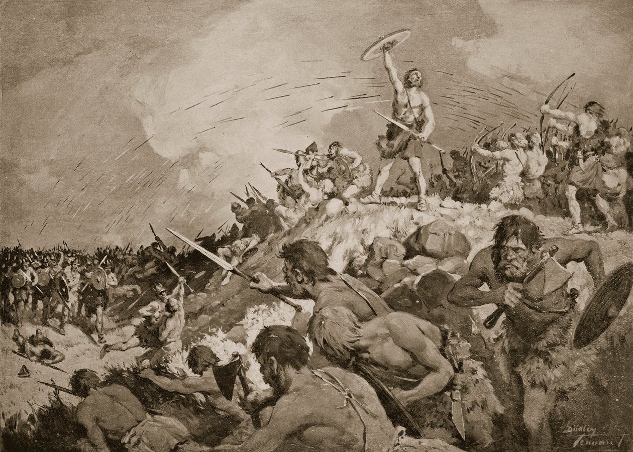 A Mons Badonicus-i csata, i.sz. 500 körül, illusztráció a 