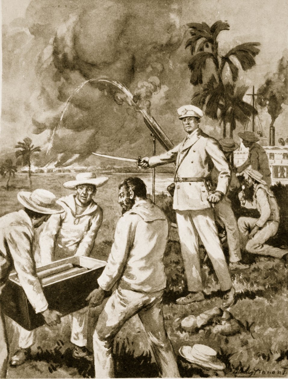 A rakéta különítmény az Atbarában (litho) alkotó: C. Dudley Tennant
