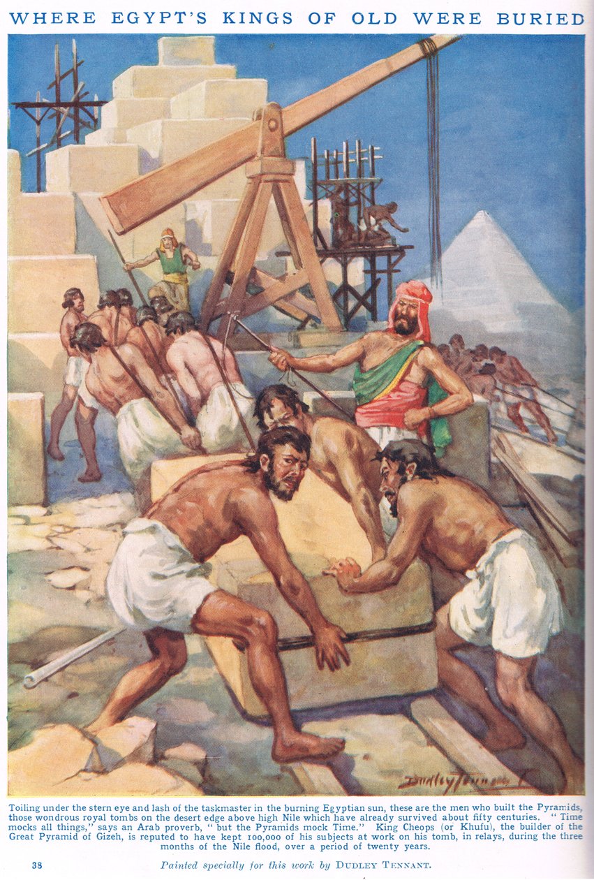Ahol Egyiptom régi királyait temették el, illusztráció a "Newnes" Képes Tudáskönyvből (színes litó) alkotó: C. Dudley Tennant