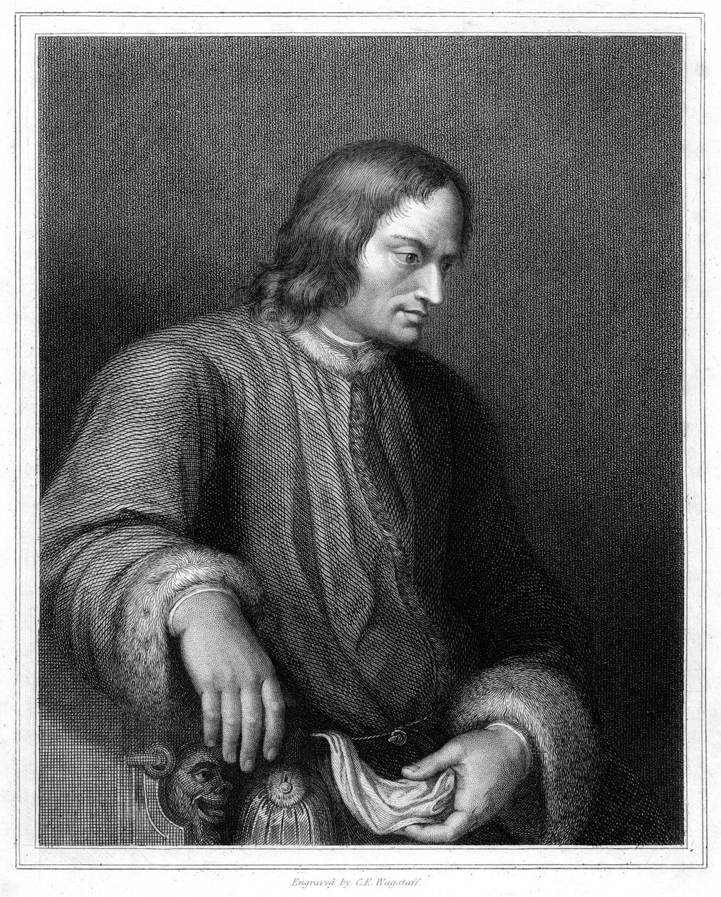 Lorenzo de Medici olasz államférfi és a Firenzei Köztársaság uralkodója, 1833. alkotó: C. E. Wagstaff