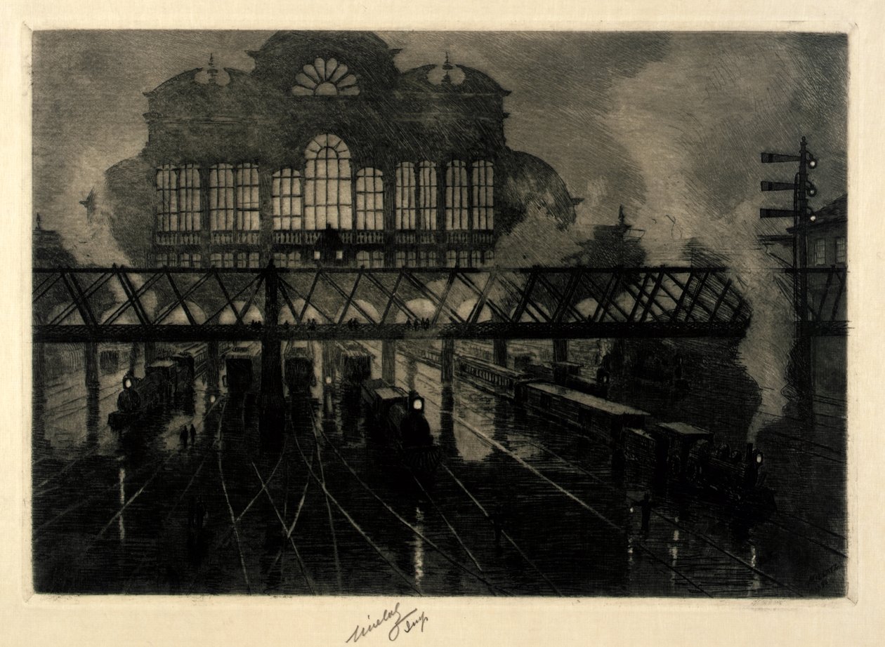 Grand Central Station éjszaka alkotó: C. F. William Mielatz