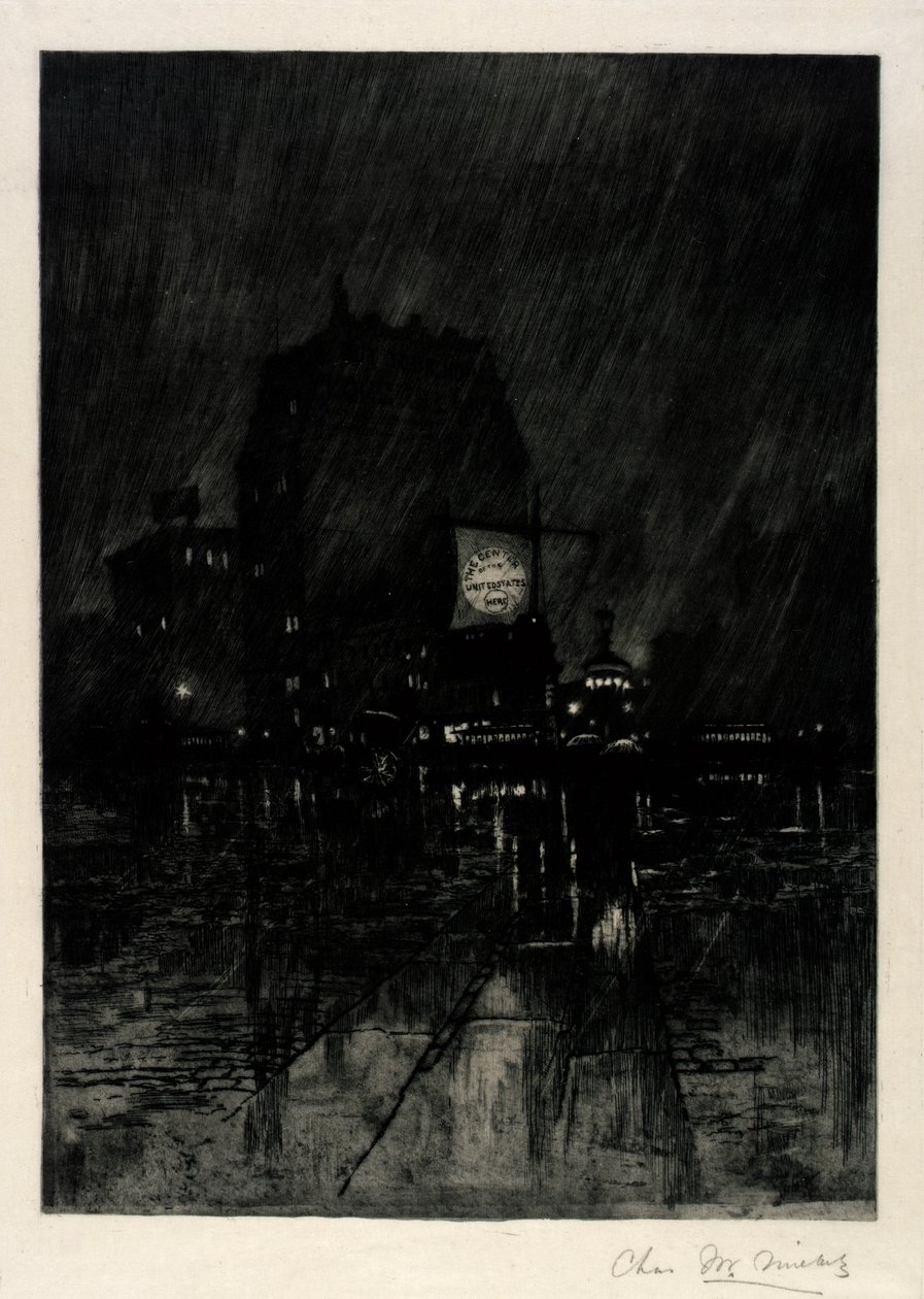 Esős éjszaka, Madison Square alkotó: C. F. William Mielatz
