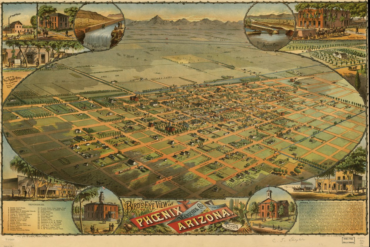 Madártávlatból Phoenix, Maricopa Co., Arizona. alkotó: C. J.; Byrnes Dyer