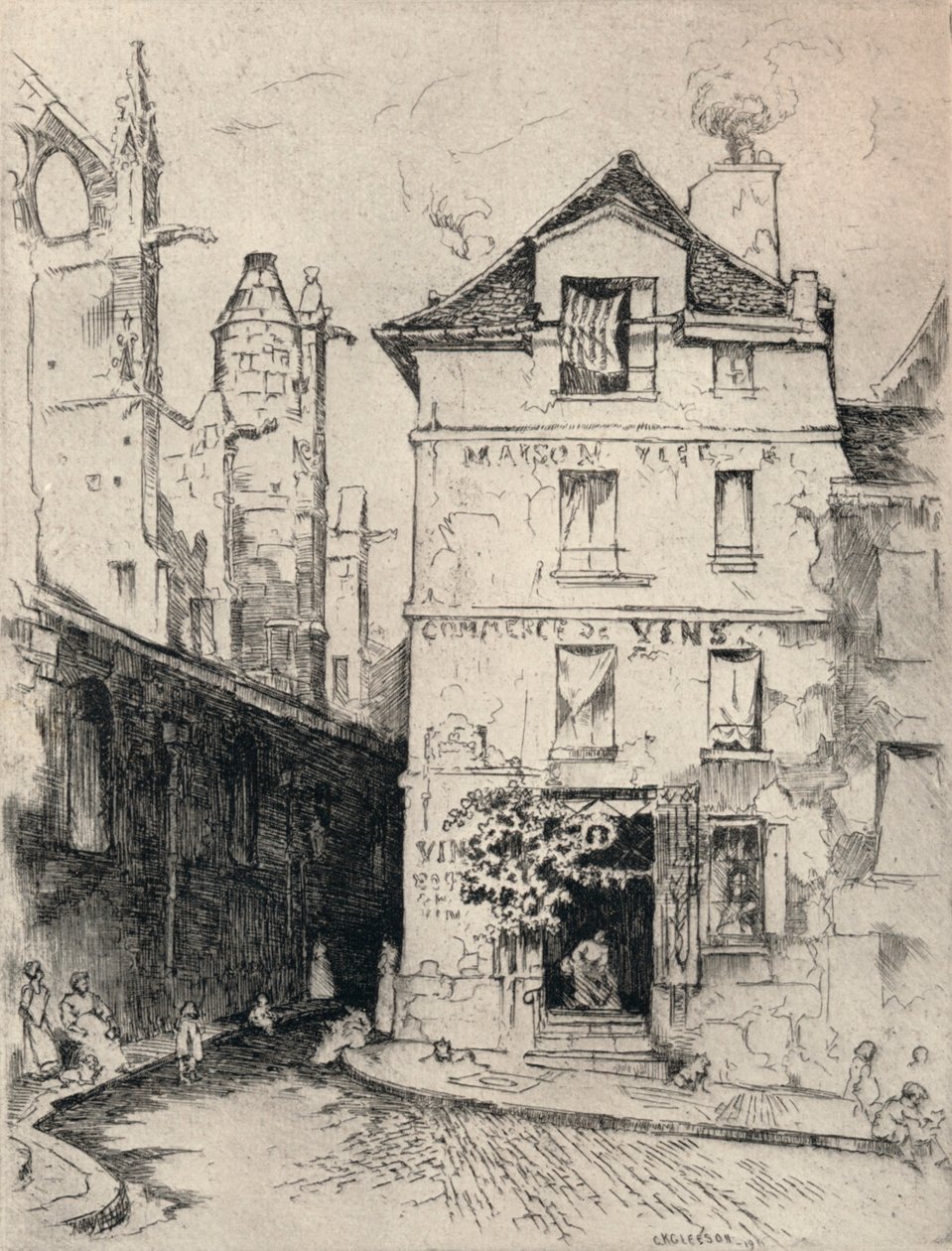 St Etienne-du-Mont közelében, 1915 alkotó: C. K. Gleeson